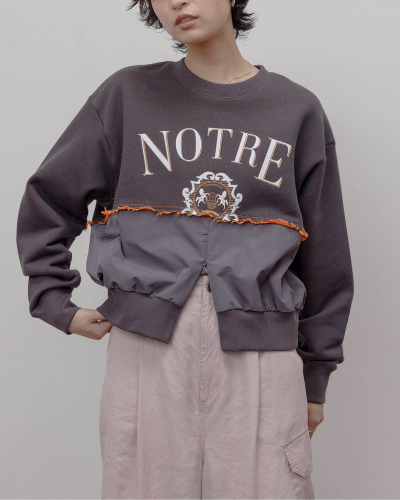 JAPAN BRAND - Mix Fabric Ruffle Trim Sweatshirt