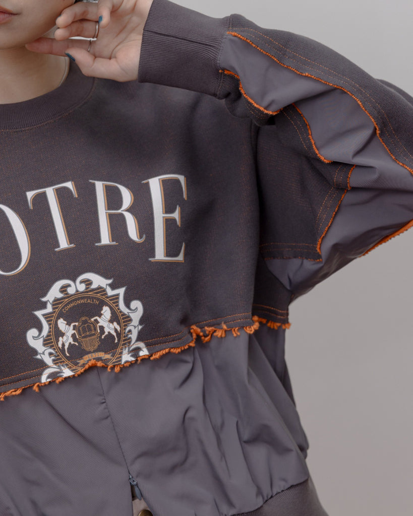JAPAN BRAND - Mix Fabric Ruffle Trim Sweatshirt