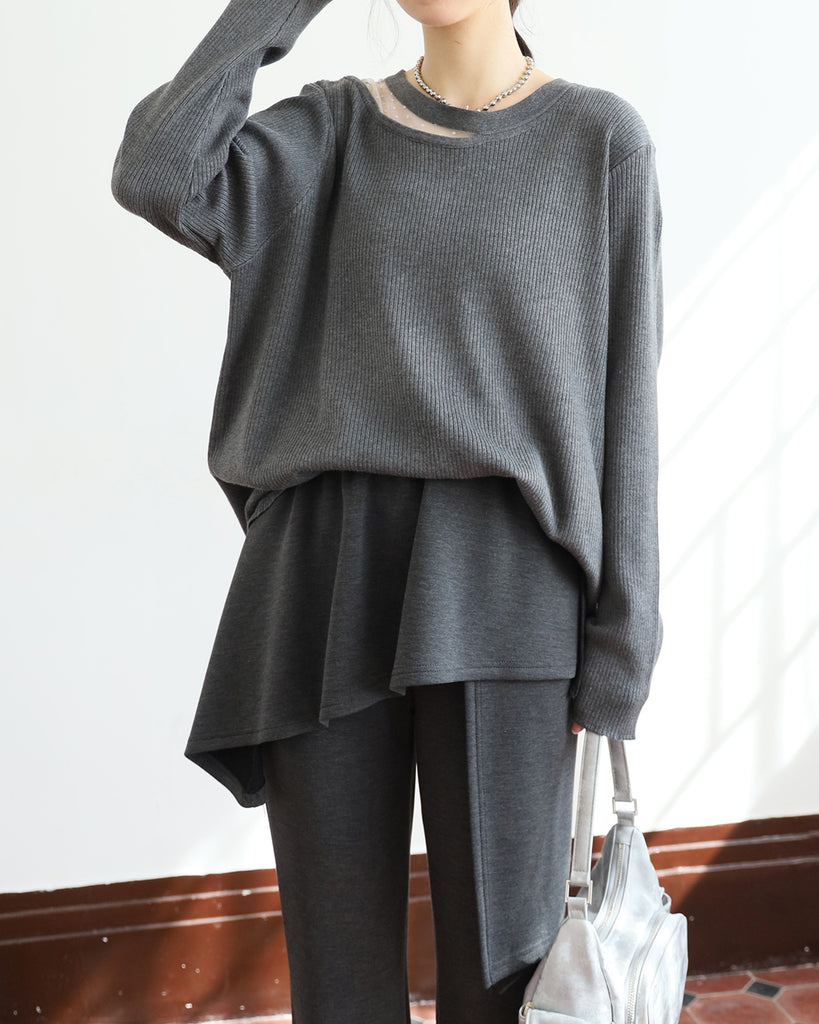 Polka Dot Mesh Inserted Top (2 colors)