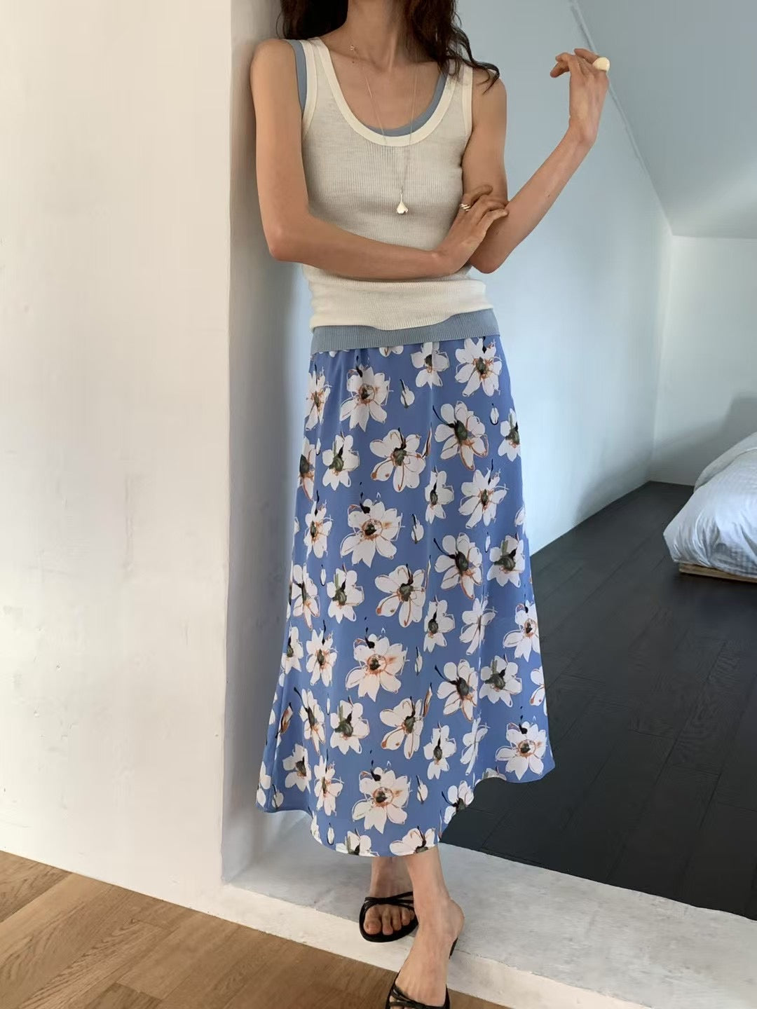 Floral Midi Skirt (2 color)