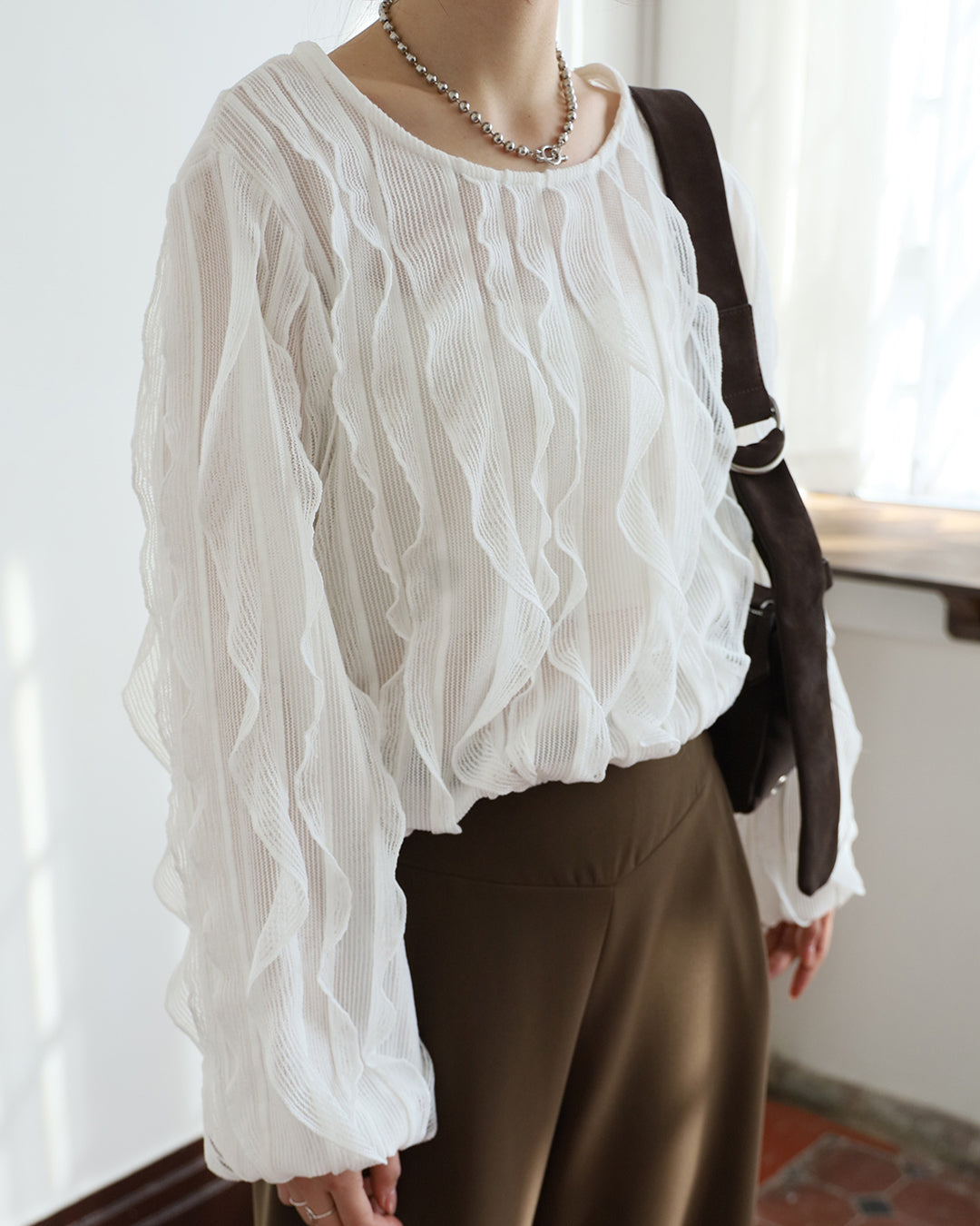 Ruffle Trimmed Top (2 colors)