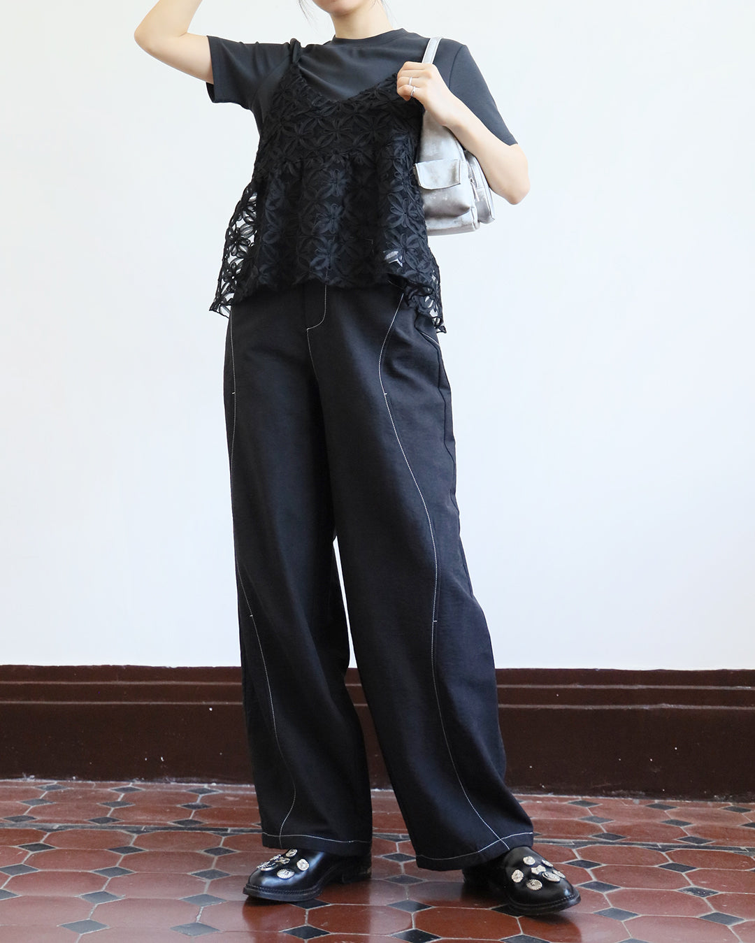 Contrast Stitch Ballon Pants