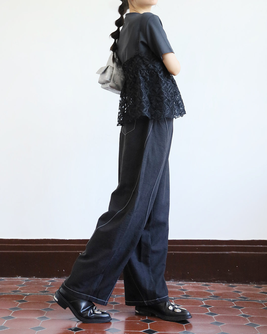 Contrast Stitch Ballon Pants