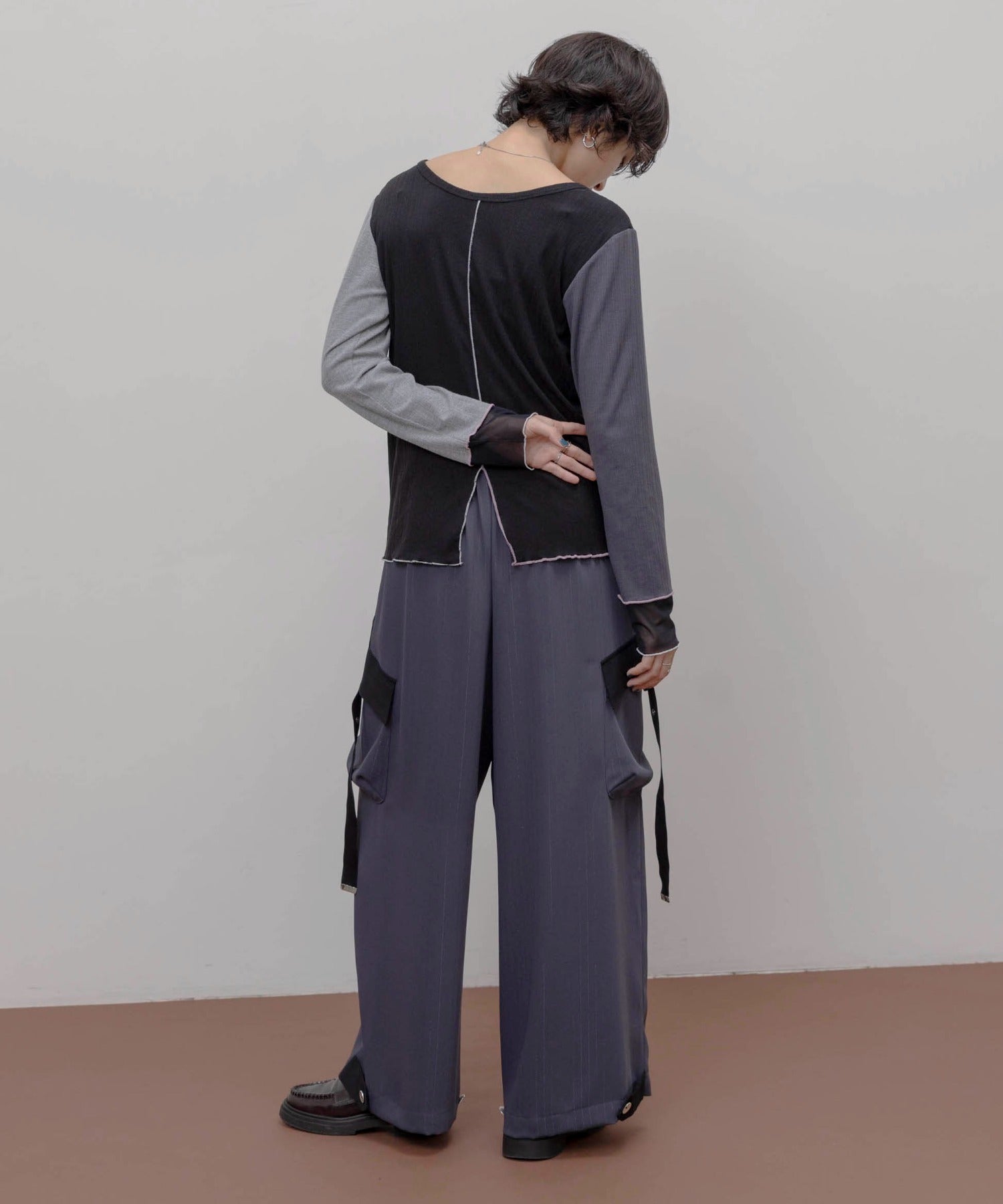 JAPAN BRAND - Mesh Cuff Color Block Top