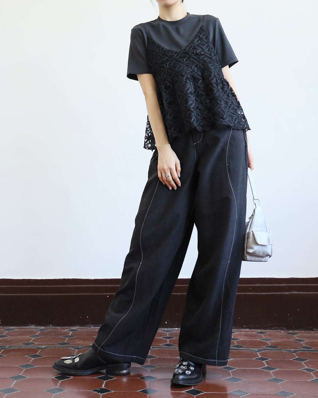 Contrast Stitch Ballon Pants