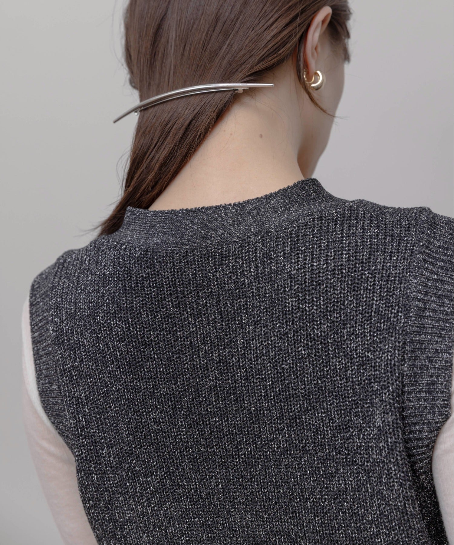 JAPAN BRAND - Metallic Mesh Trim Knitted Vest (3 Colors)