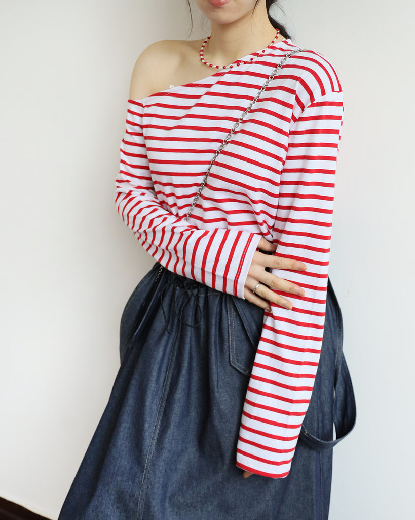 One Shoulder Striped Top (2 colors)
