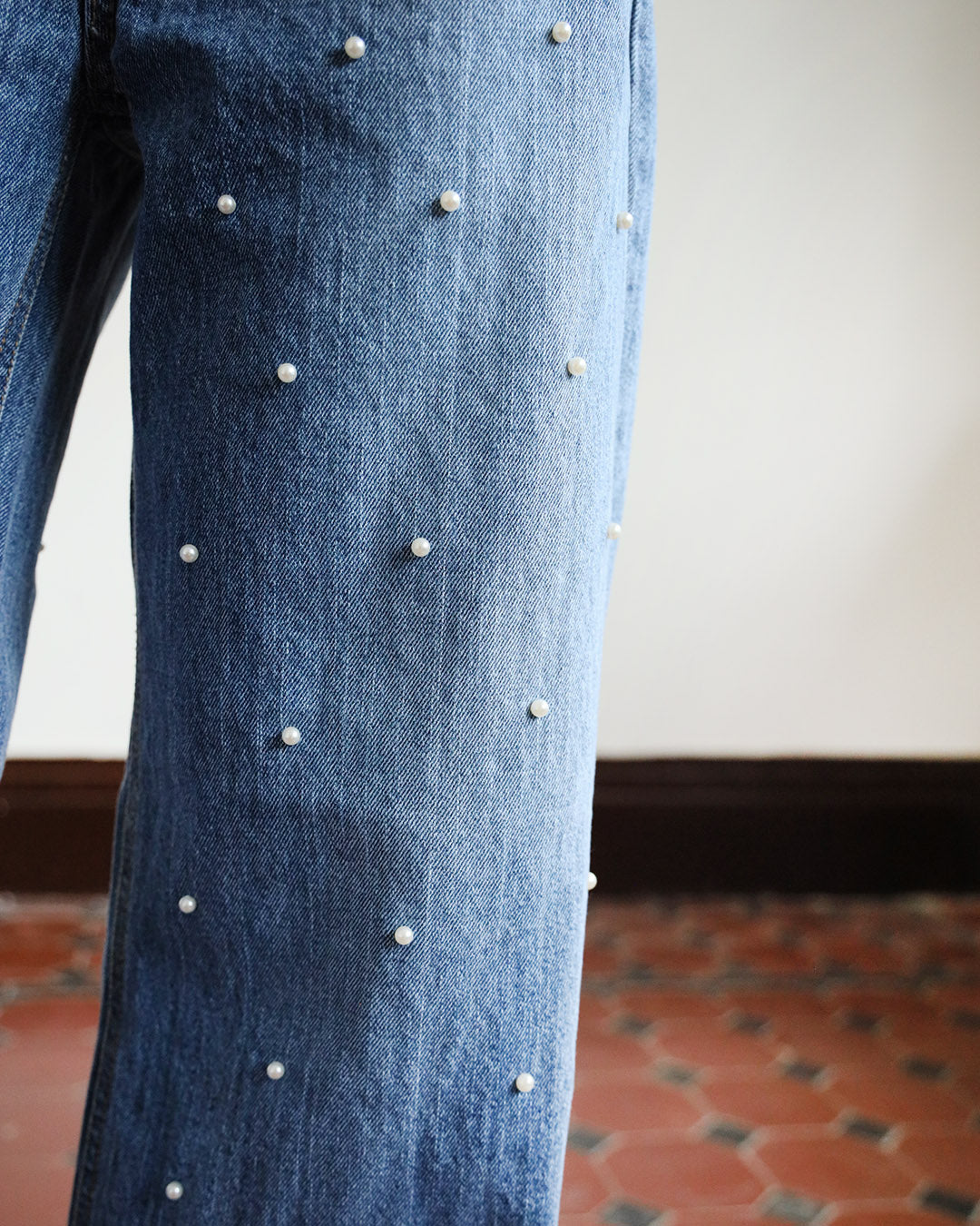 Pearl Embellished Jeans (S ~ L)