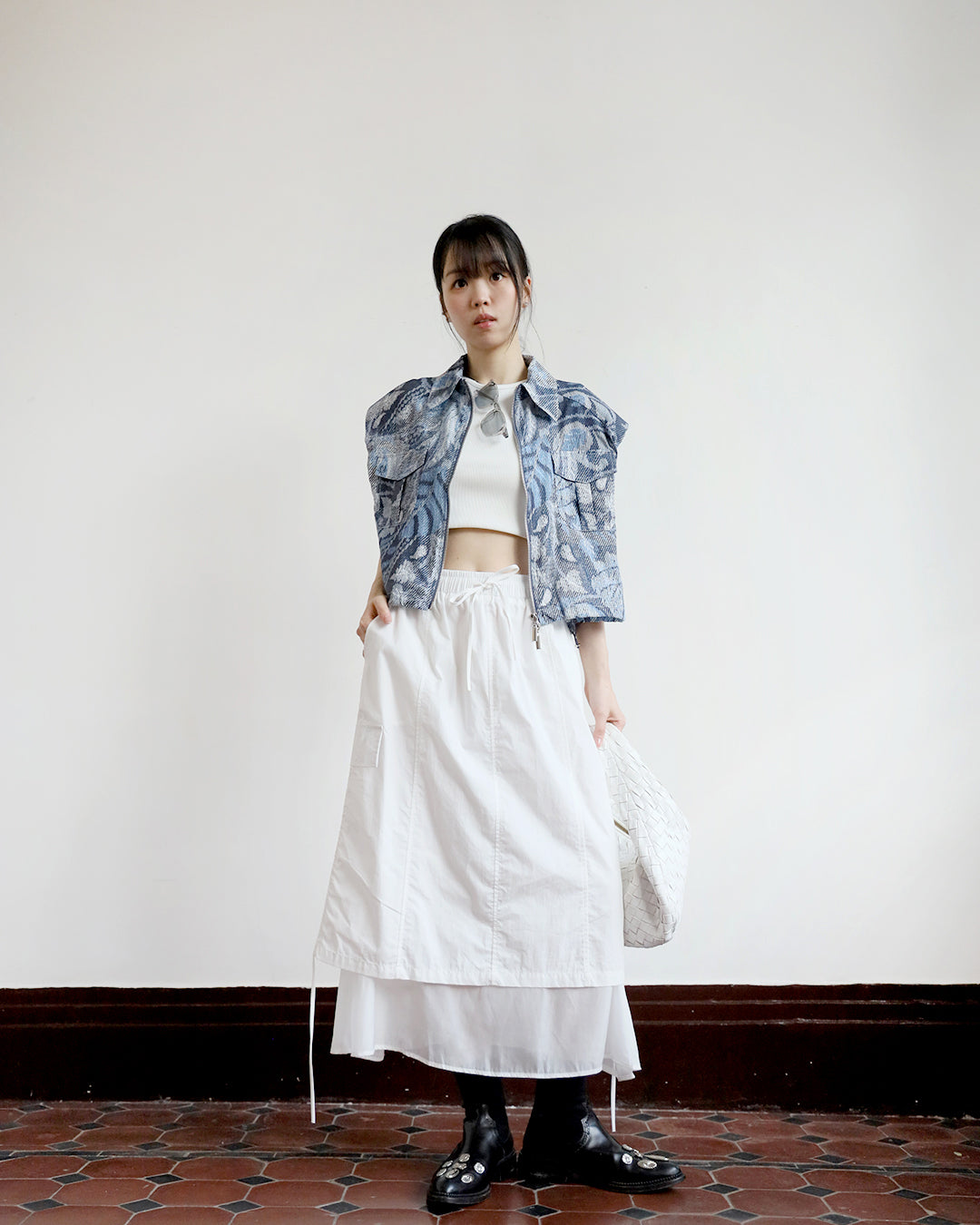 Denim-Look Blue Pattern Vest