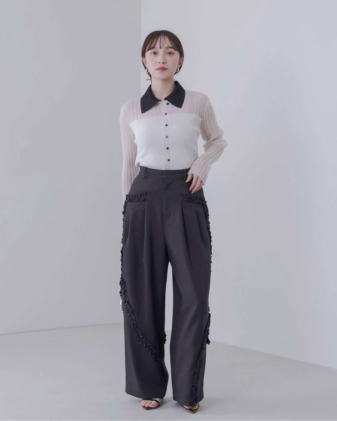 JAPAN BRAND - Ruffle Trimmed Pants (2 Colors)