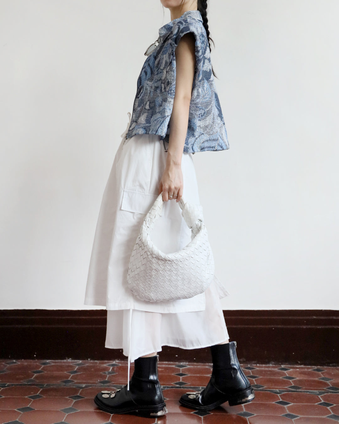 Denim-Look Blue Pattern Vest