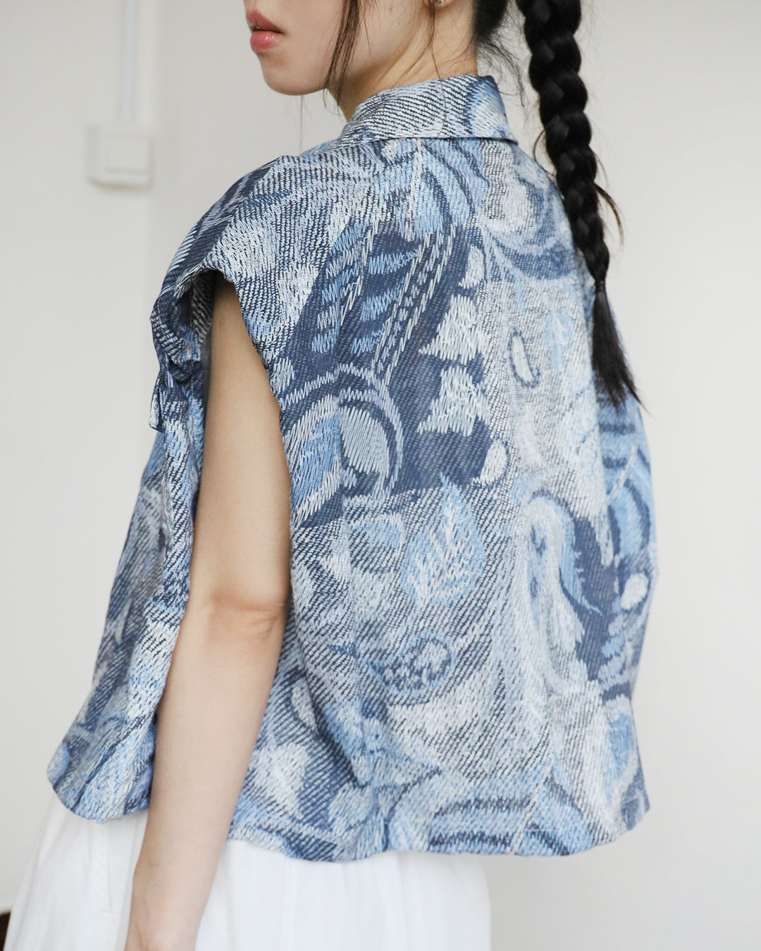 Denim-Look Blue Pattern Vest