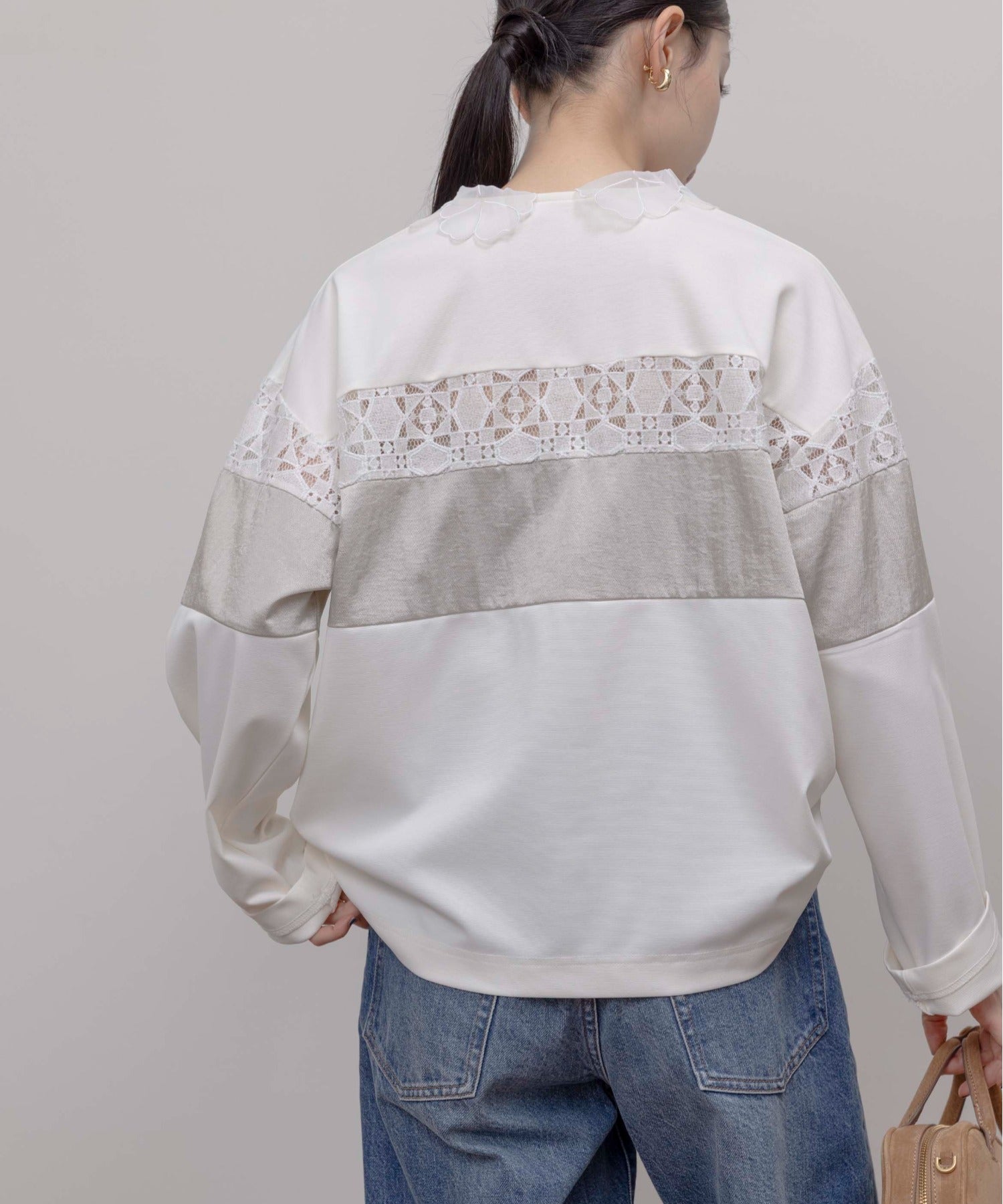 JAPAN BRAND - Floral Collar Lace Inserted Polo Shirt (2 Colors)