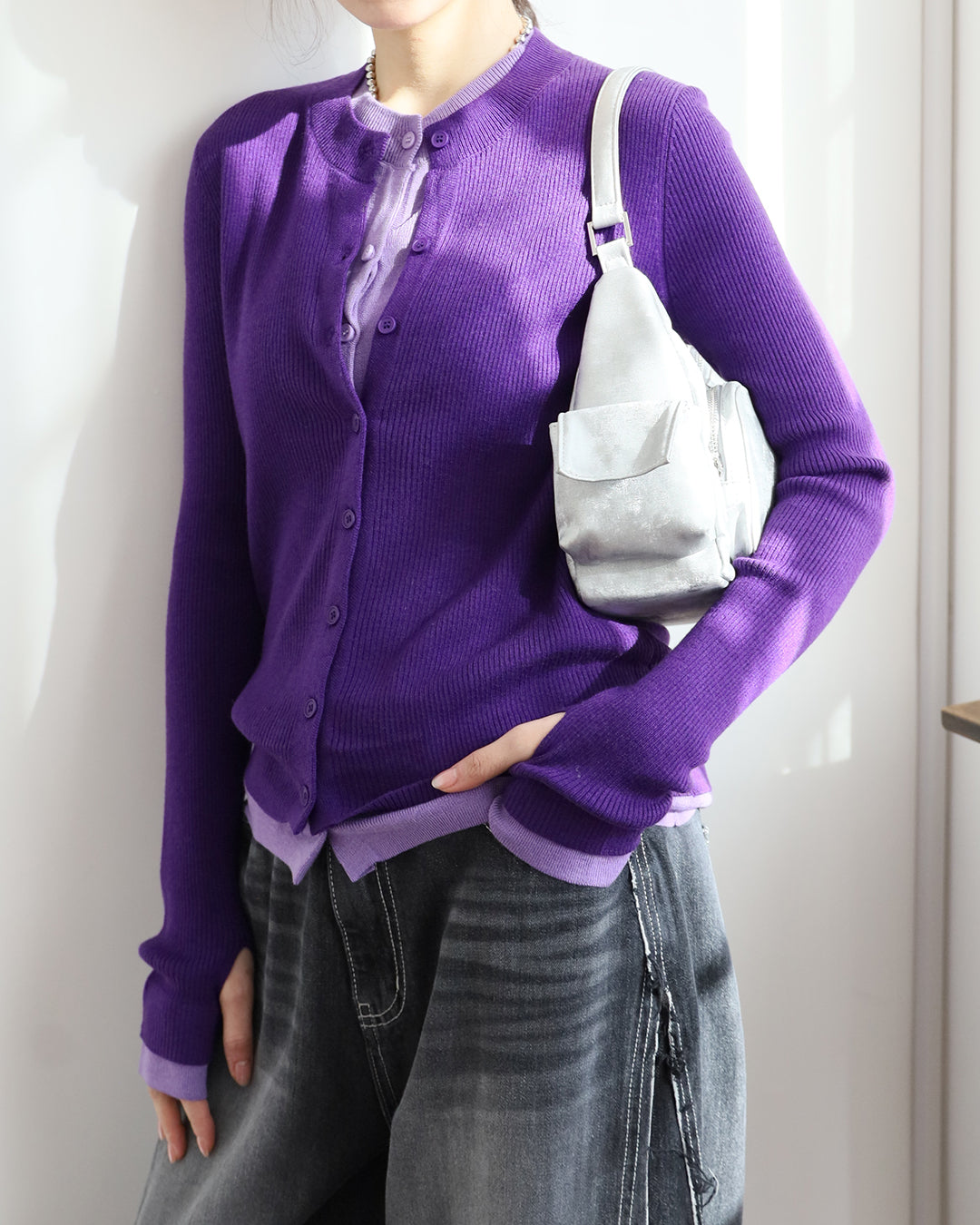 2 Tone Layered Cardigan