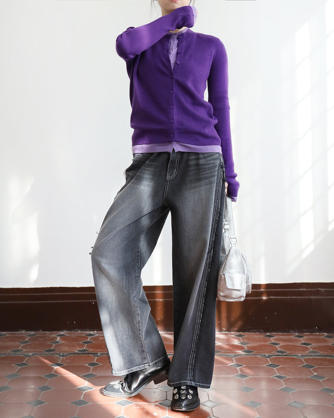 2 Tone Layered Cardigan