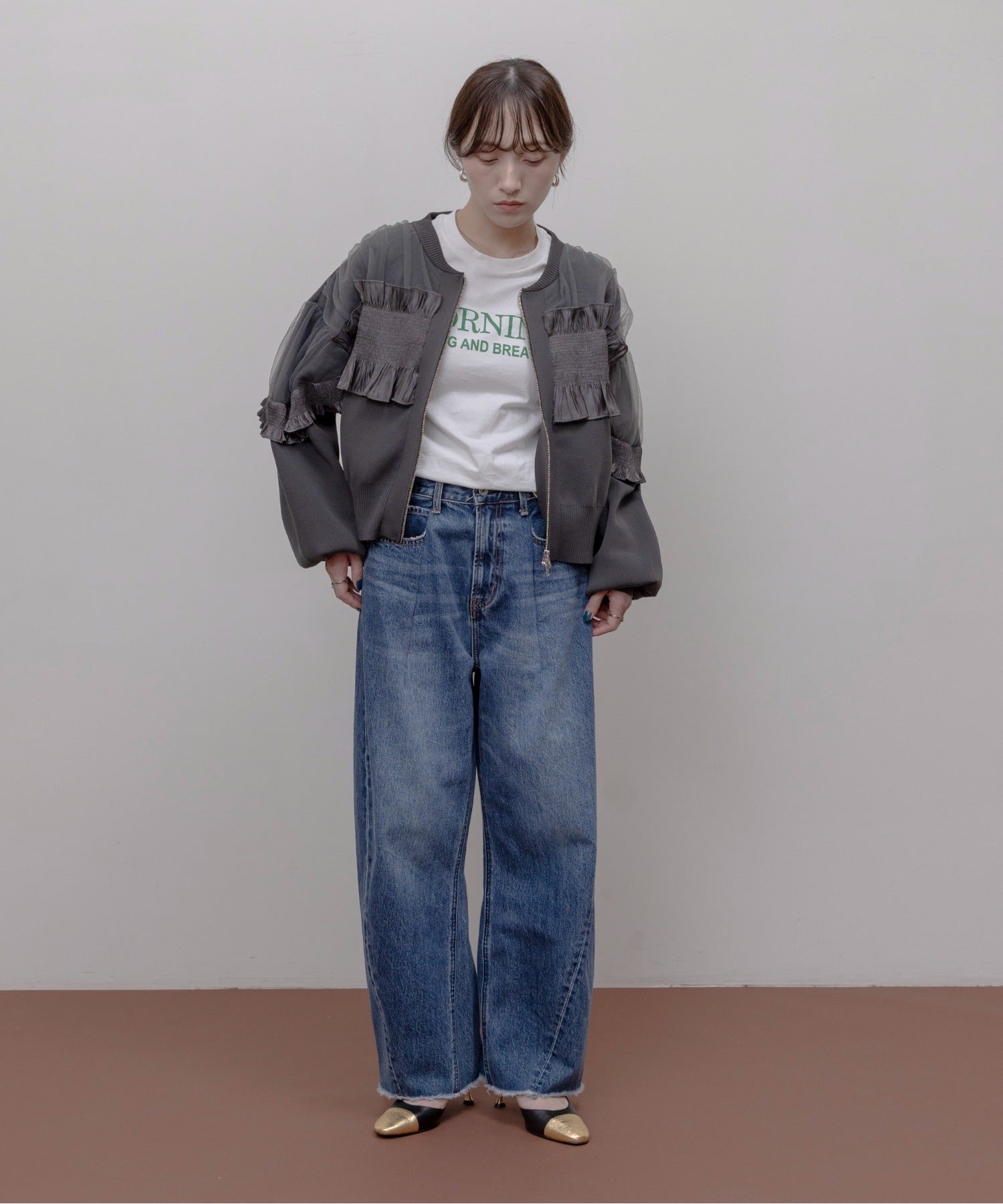 JAPAN BRAND - Mesh Layer Ruched Jacket (2 Colors)
