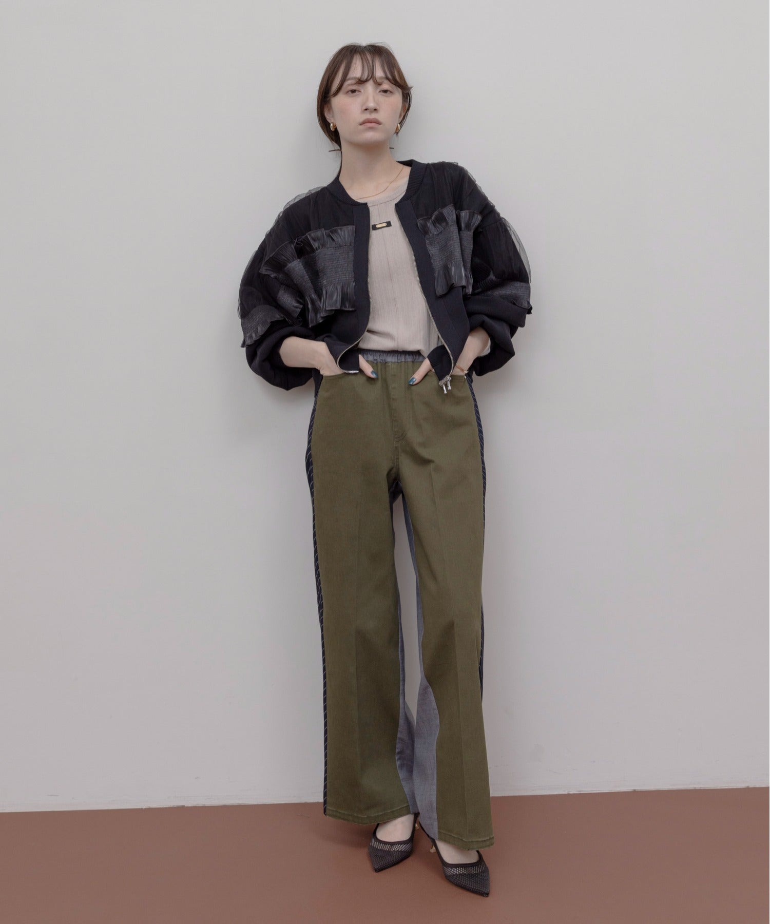 JAPAN BRAND - Mesh Layer Ruched Jacket (2 Colors)