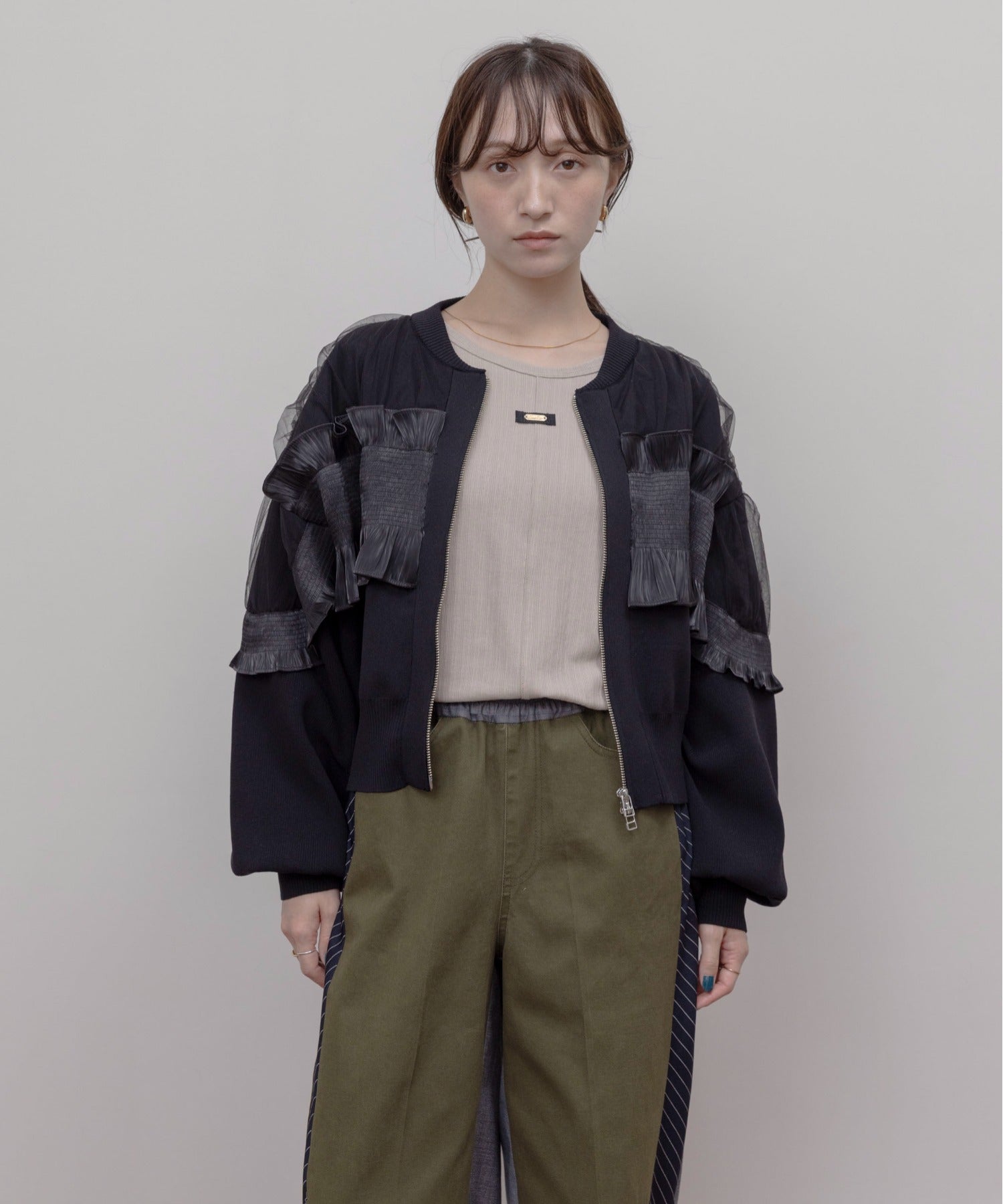 JAPAN BRAND - Mesh Layer Ruched Jacket (2 Colors)