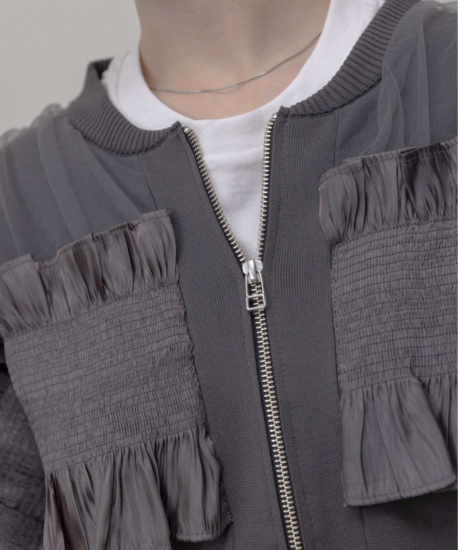 JAPAN BRAND - Mesh Layer Ruched Jacket (2 Colors)