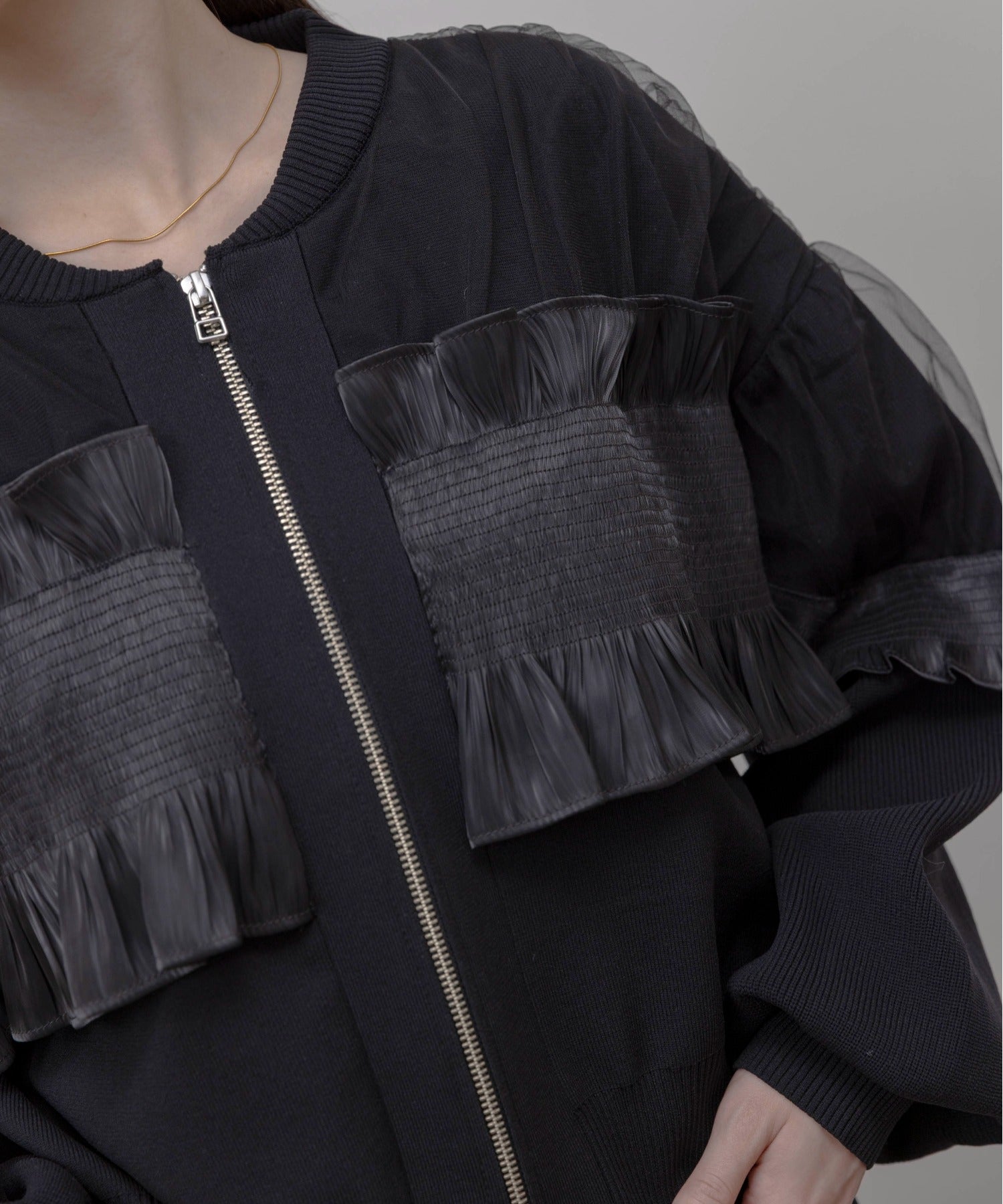 JAPAN BRAND - Mesh Layer Ruched Jacket (2 Colors)