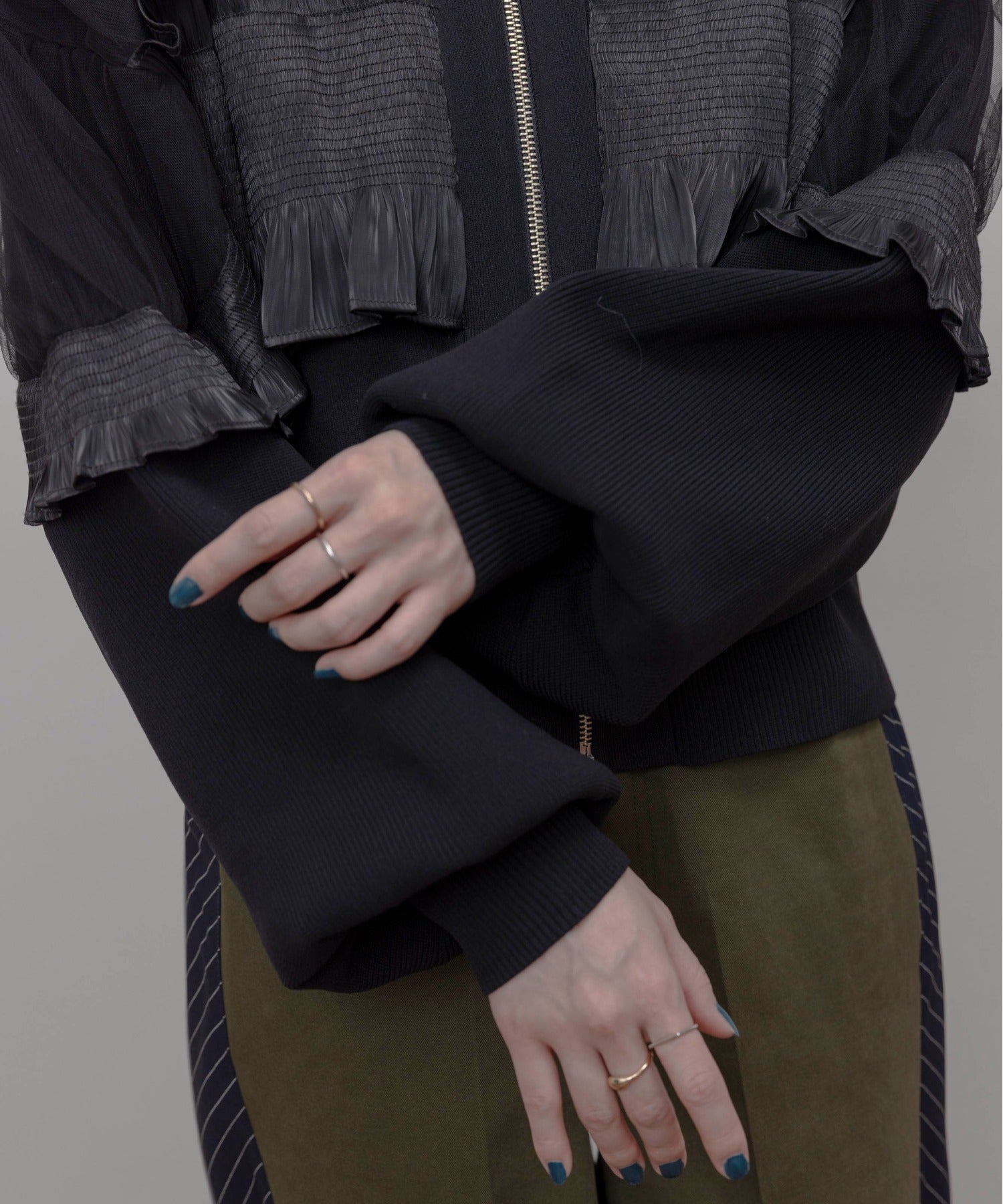 JAPAN BRAND - Mesh Layer Ruched Jacket (2 Colors)
