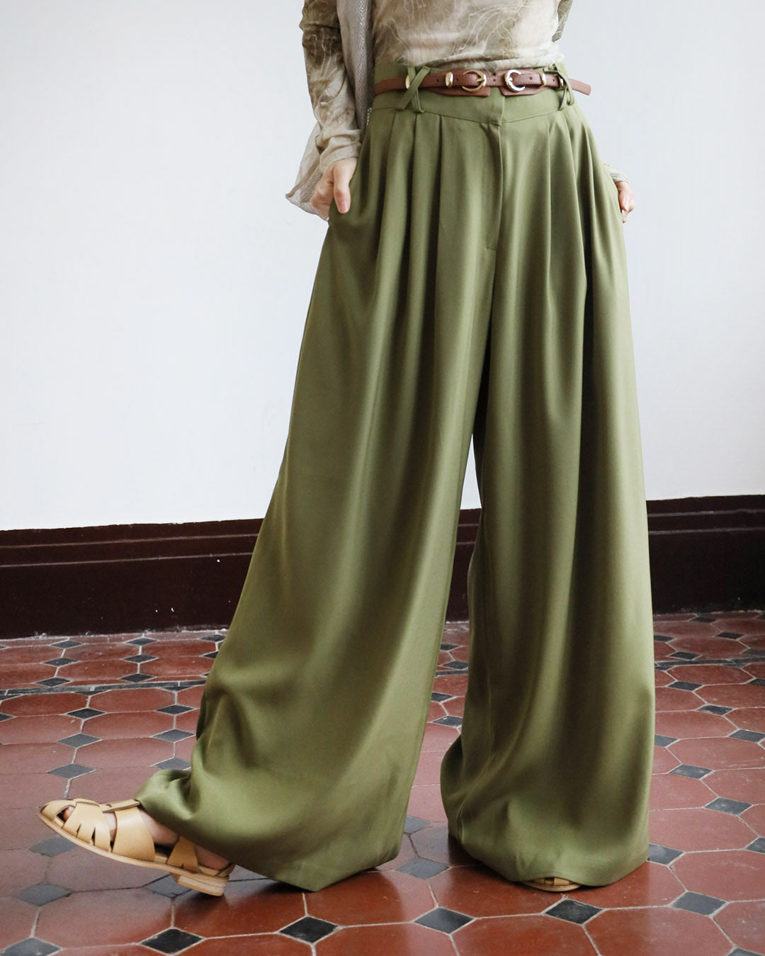 High Waist Wide Leg Pants   (3 color)