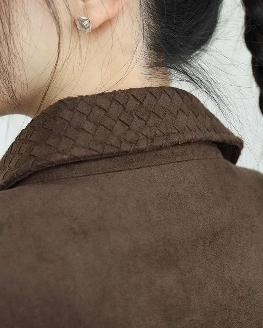Woven-Collar Faux-Leather Vest (2 Colors)