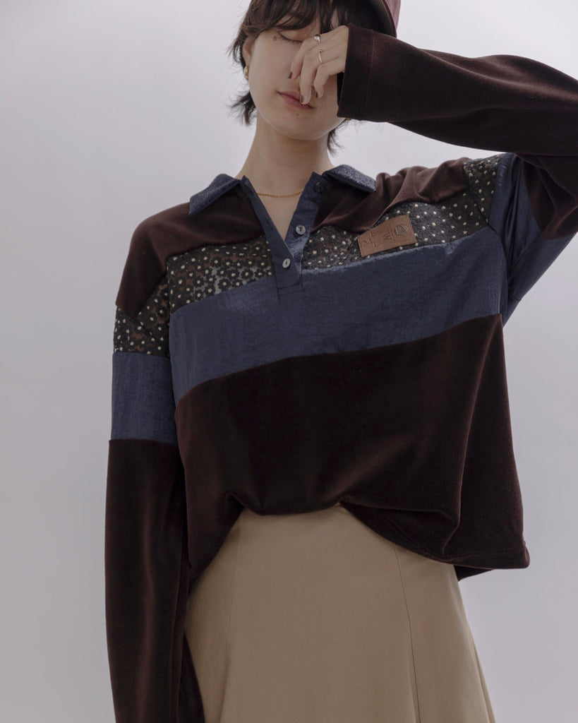 JAPAN BRAND - Mix Fabric Velvet Polo Shirt (2 Colors)