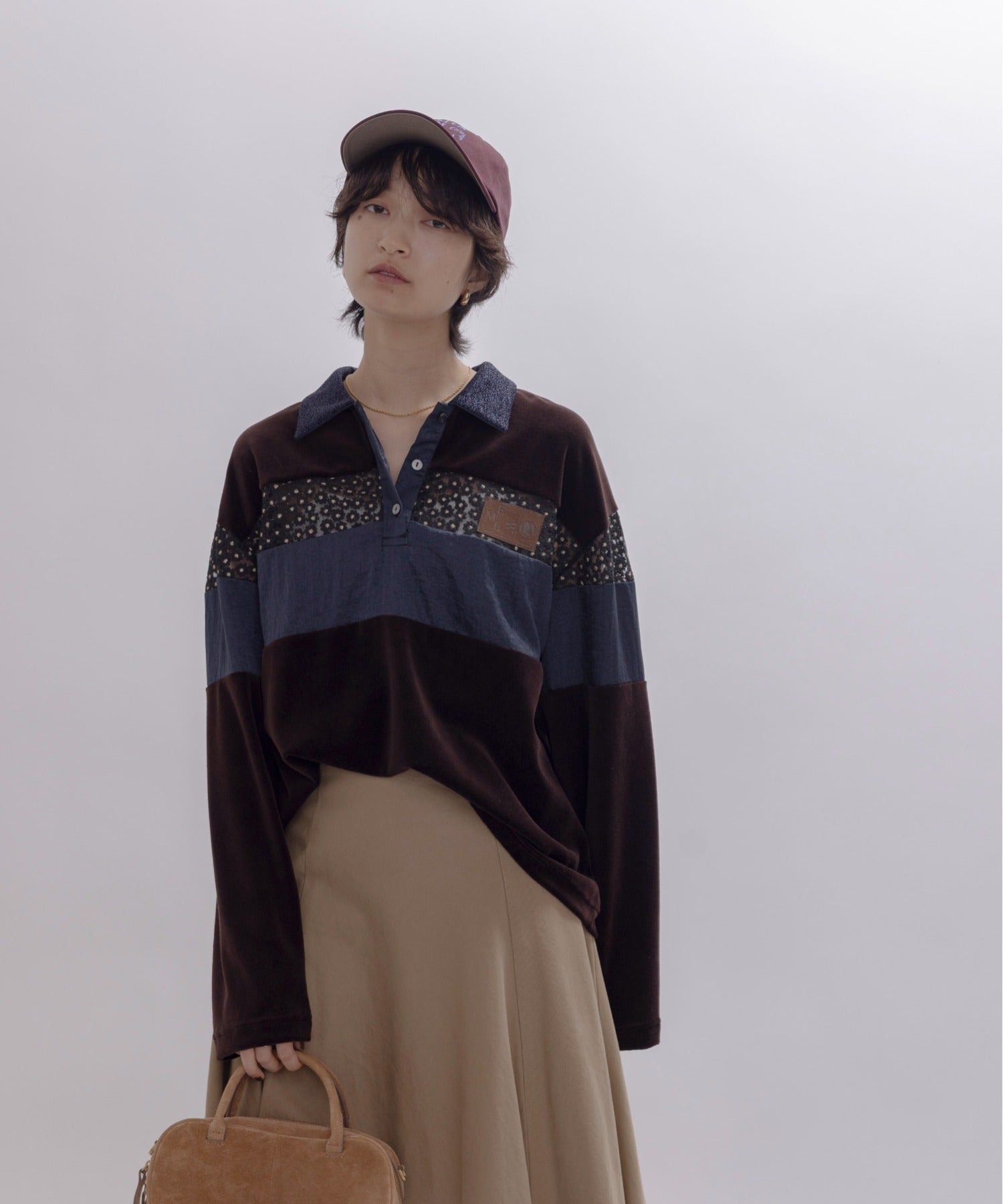 JAPAN BRAND - Mix Fabric Velvet Polo Shirt (2 Colors)