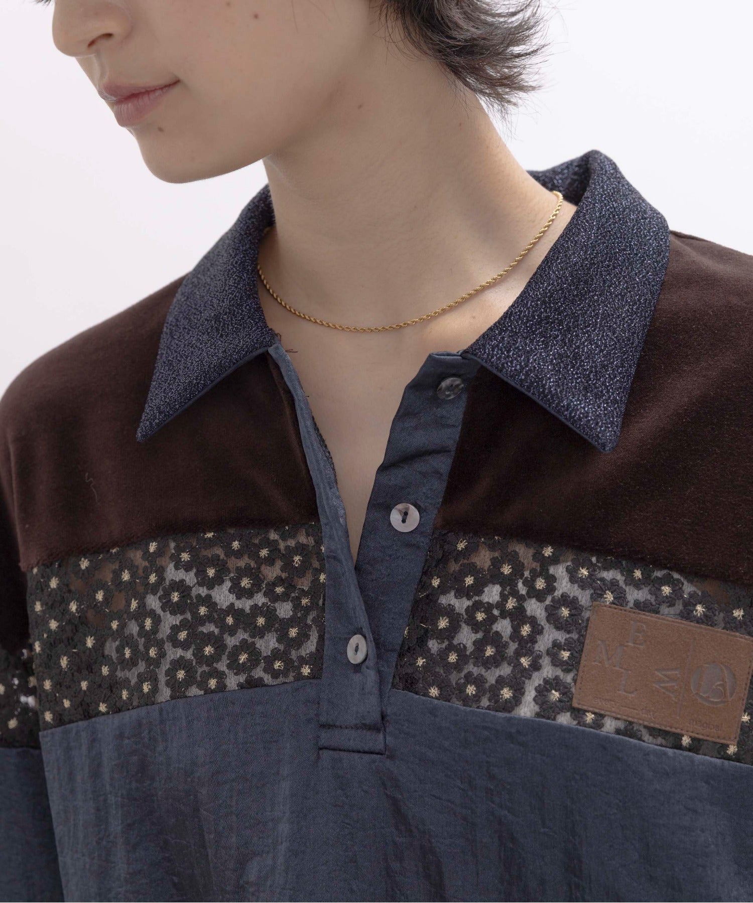 JAPAN BRAND - Mix Fabric Velvet Polo Shirt (2 Colors)