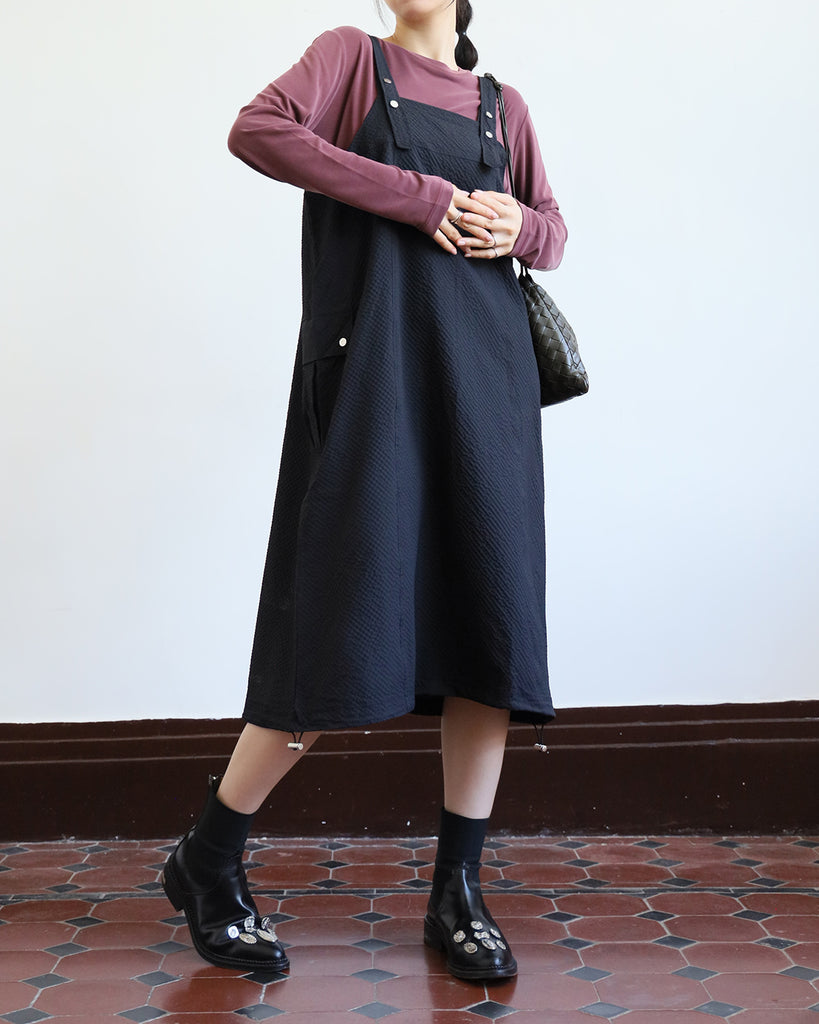 Crinkle Fabric Pinafore Dress
