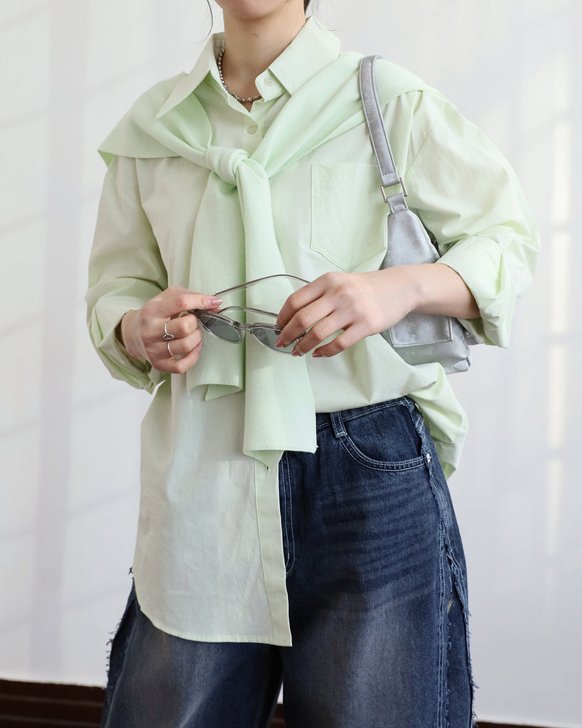 Pastel Shirt w/Scarf (Set) (2 colors)