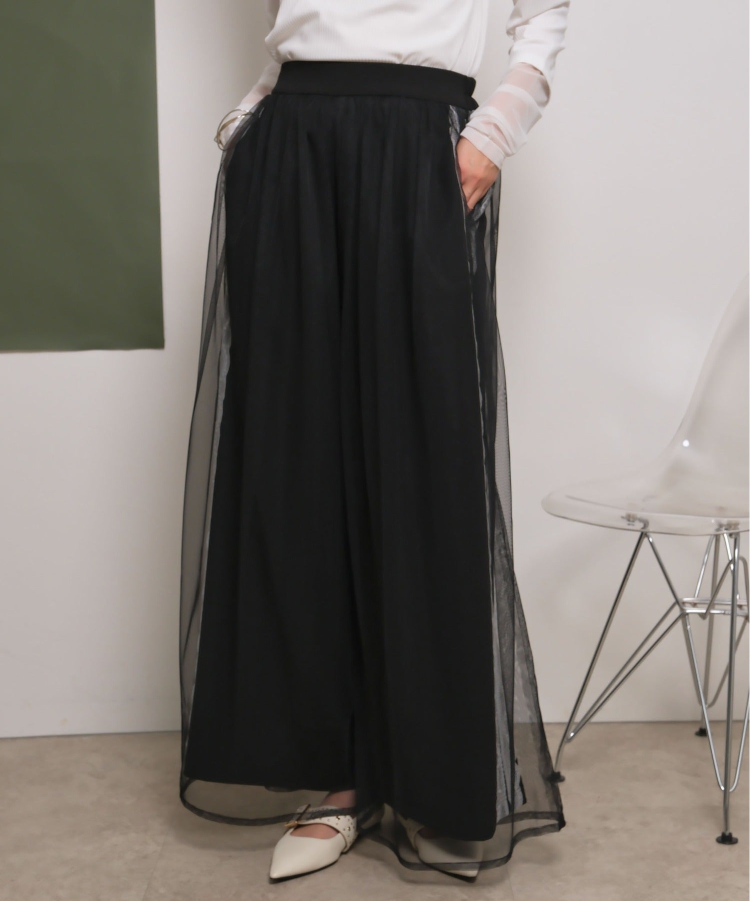JAPAN BRAND - Lace Trim Mesh Layer Pants (2 Colors)