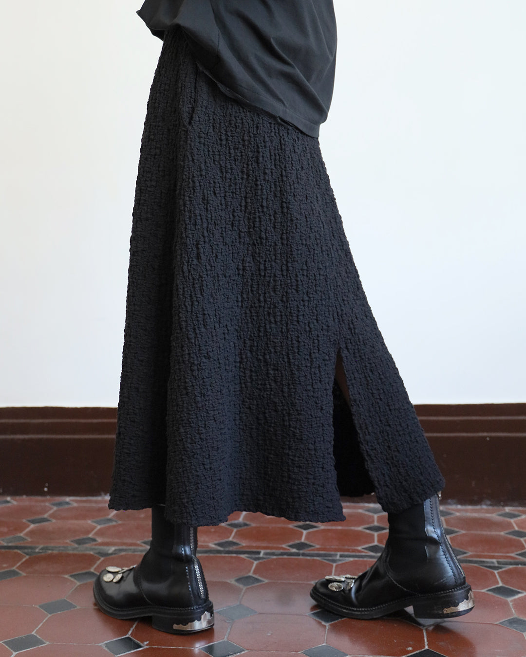 Texture Fabric Skater Skirt (3 color)