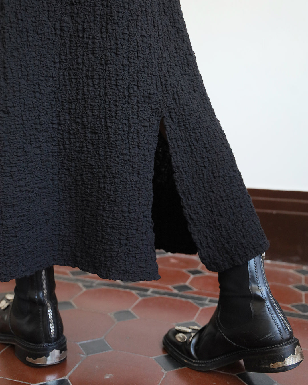 Texture Fabric Skater Skirt (3 color)