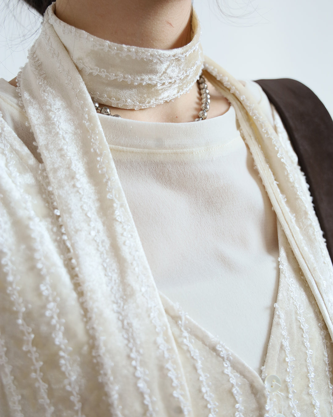 Basic Top + Velvet Peplum Hem Top (Set) (2 colors)