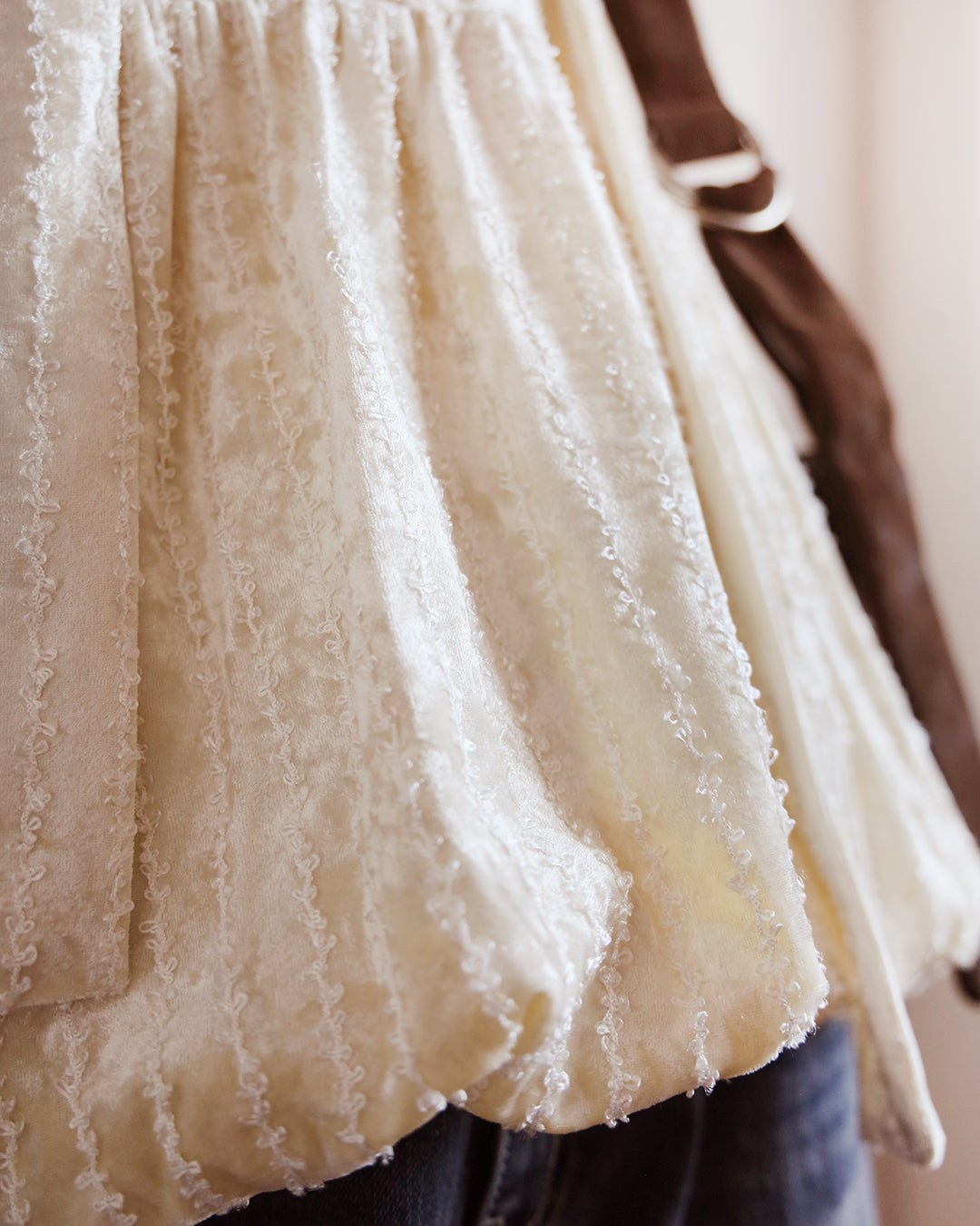 Basic Top + Velvet Peplum Hem Top (Set) (2 colors)