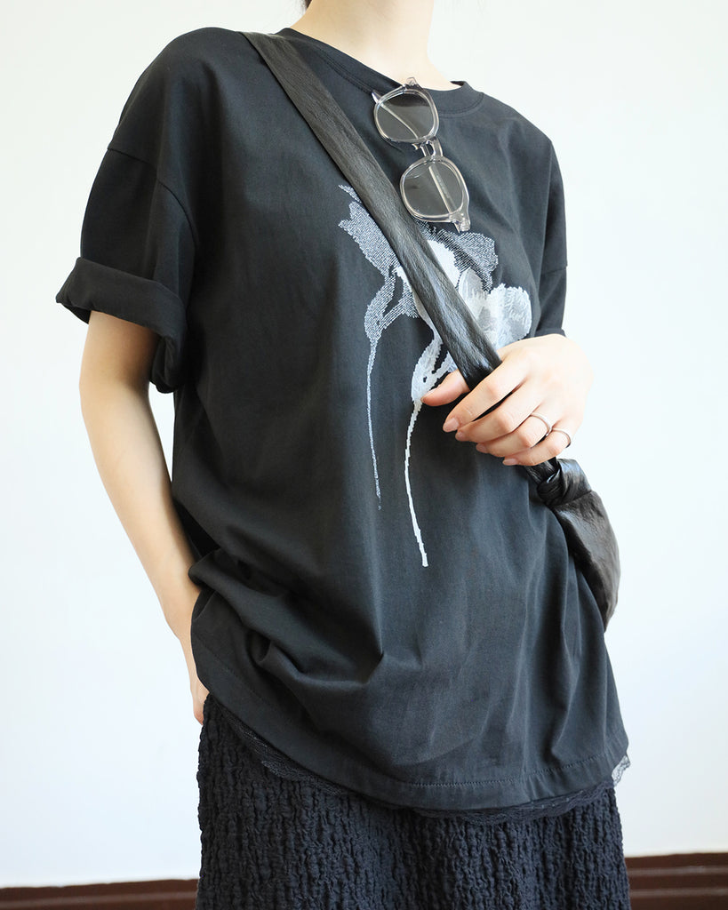 Lace Hem Floral Tee