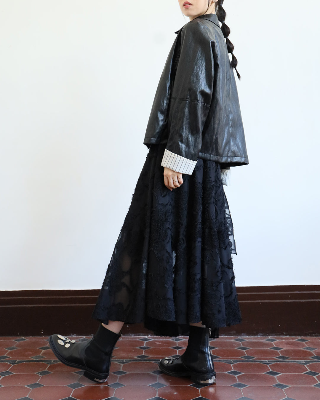 Texture Fabric Dress w/ Belt (2 color)