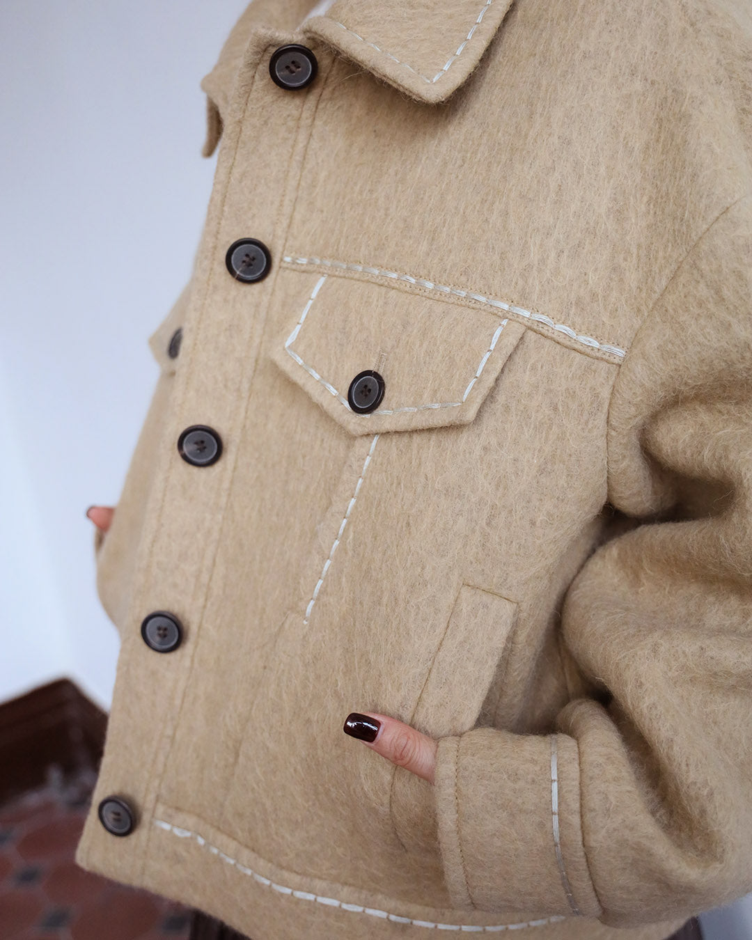 Contrast Stitch Wool Jacket
