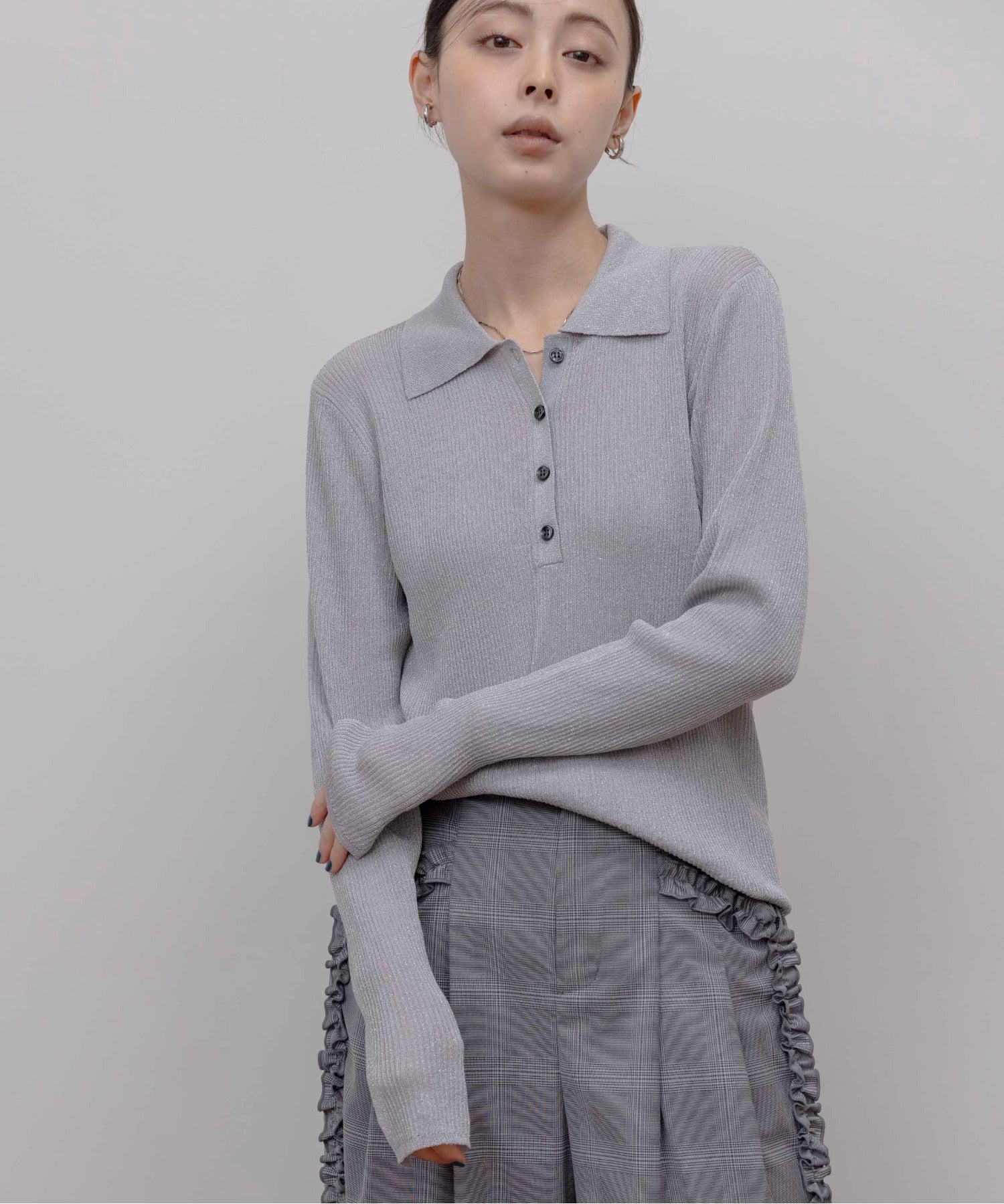 JAPAN BRAND - Metallic Ribbed Knit Top (4 Colors)
