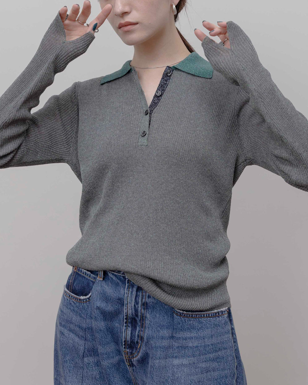 JAPAN BRAND - Metallic Ribbed Knit Top (4 Colors)