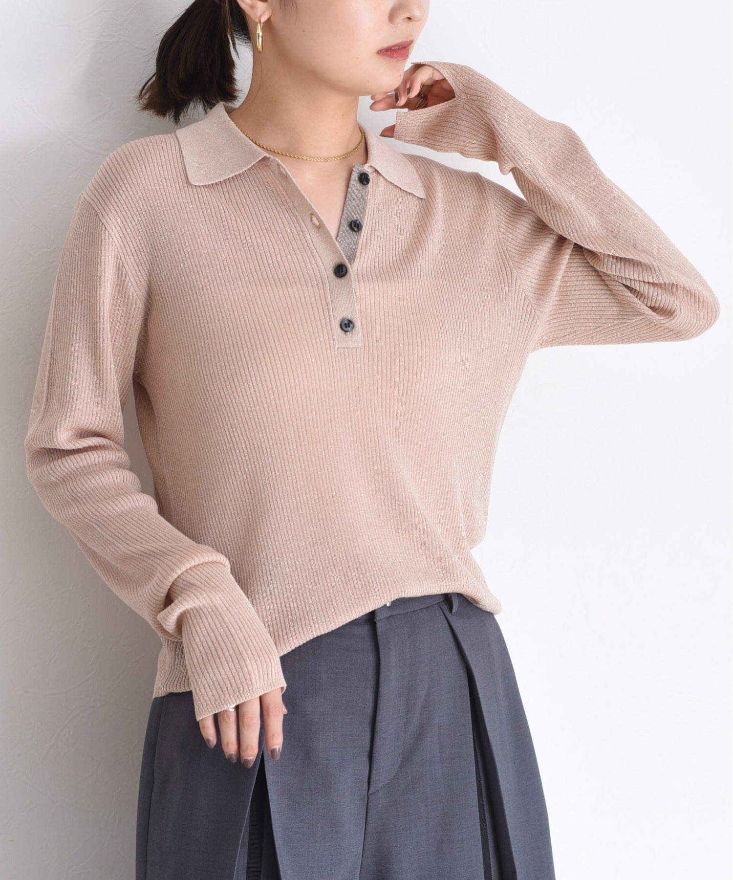 JAPAN BRAND - Metallic Ribbed Knit Top (4 Colors)