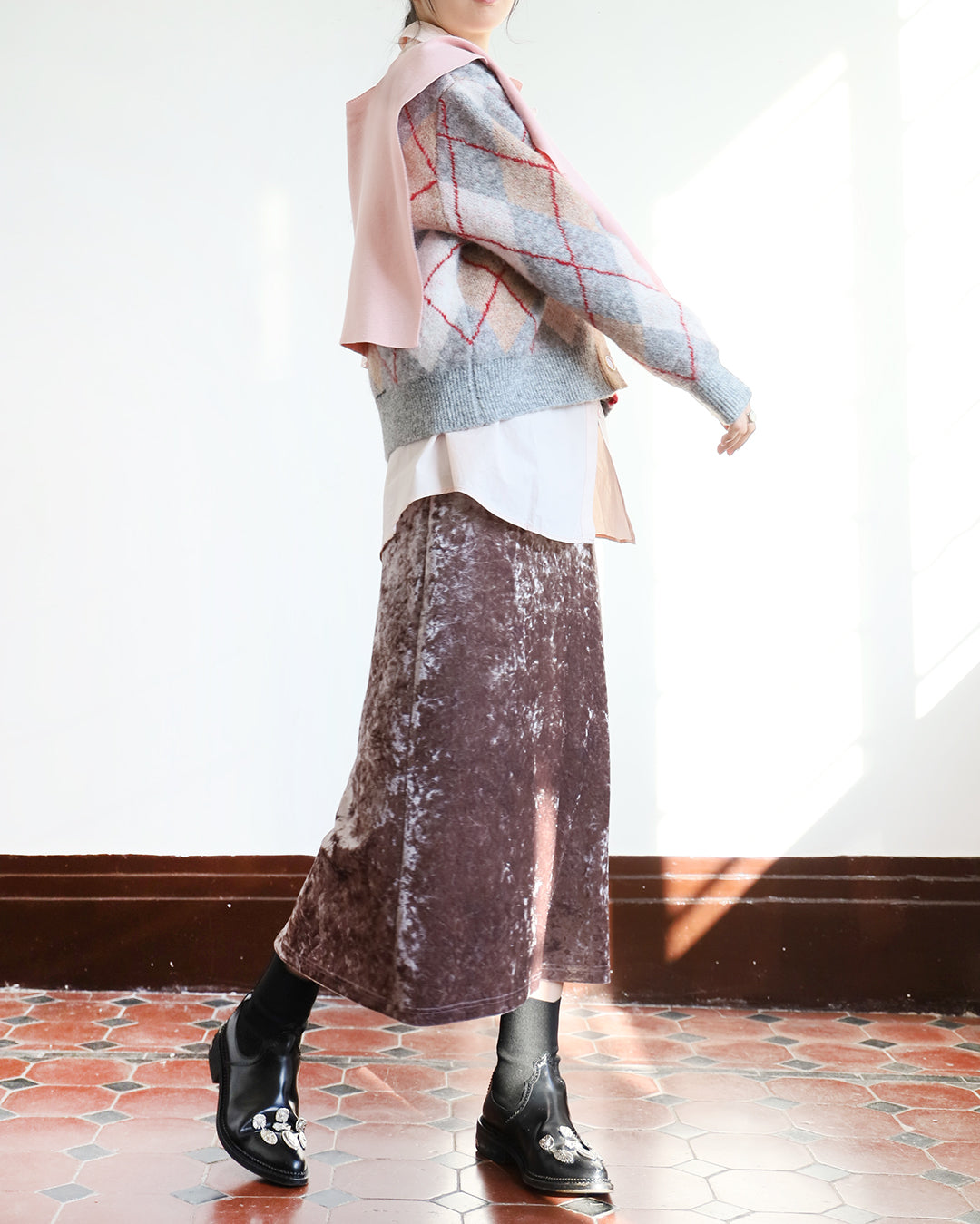 Brushed Velvet Skirt (3-color)