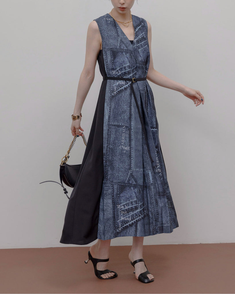 JAPAN BRAND - Fake Print Denim Dress (2 Colors)