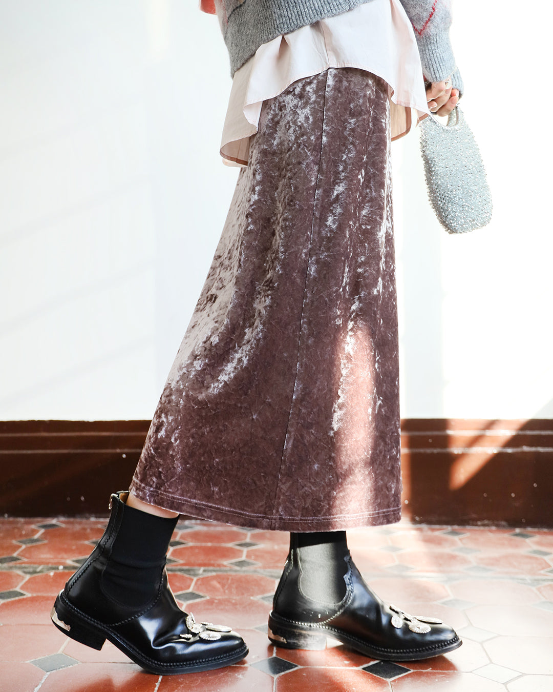 Brushed Velvet Skirt (3-color)