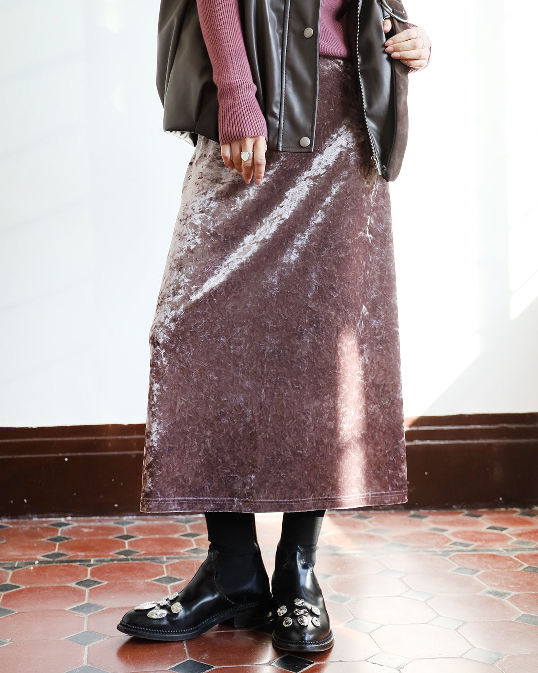 Brushed Velvet Skirt (3-color)