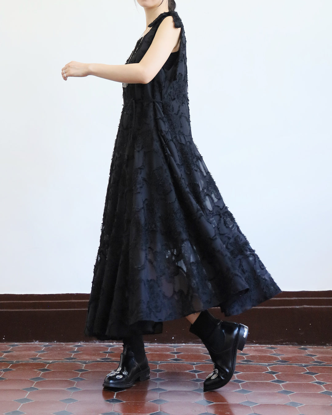 Texture Fabric Dress w/ Belt (2 color)