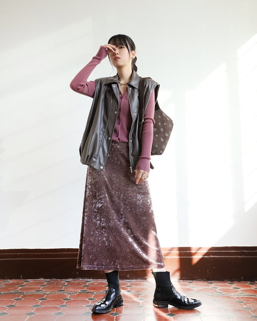 Brushed Velvet Skirt (3-color)