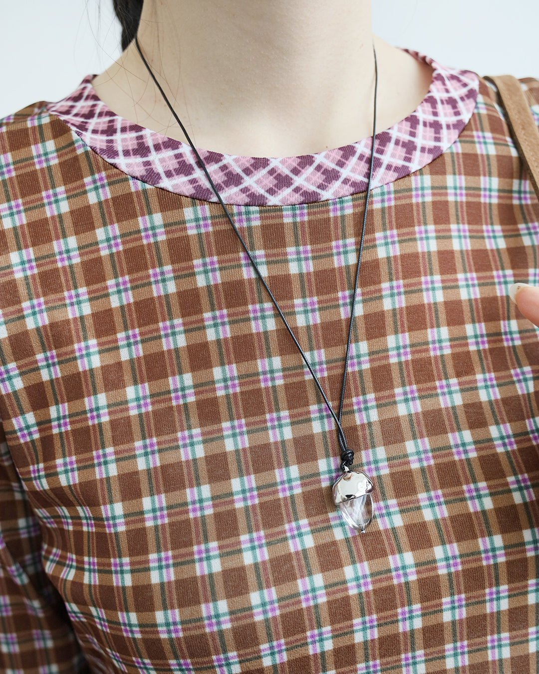 Clear Bead Long Cord Necklace